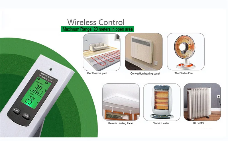 الأشعة تحت الحمراء البعيدة سخان الكربون جزء لاسلكي ترموستات من أجهزة التدفئة الكهربائية تحكم في درجة الحرارة الاتحاد الأوروبي/المملكة المتحدة التوصيل WK02