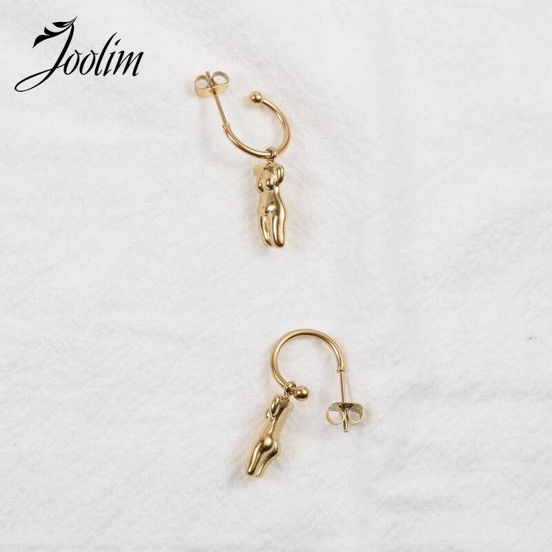 

Joolim Jewelry Wholesale High End PVD Drop Shipping Supplier Tarnish Free Elegant New Body Stature Side Face Dangle Earring