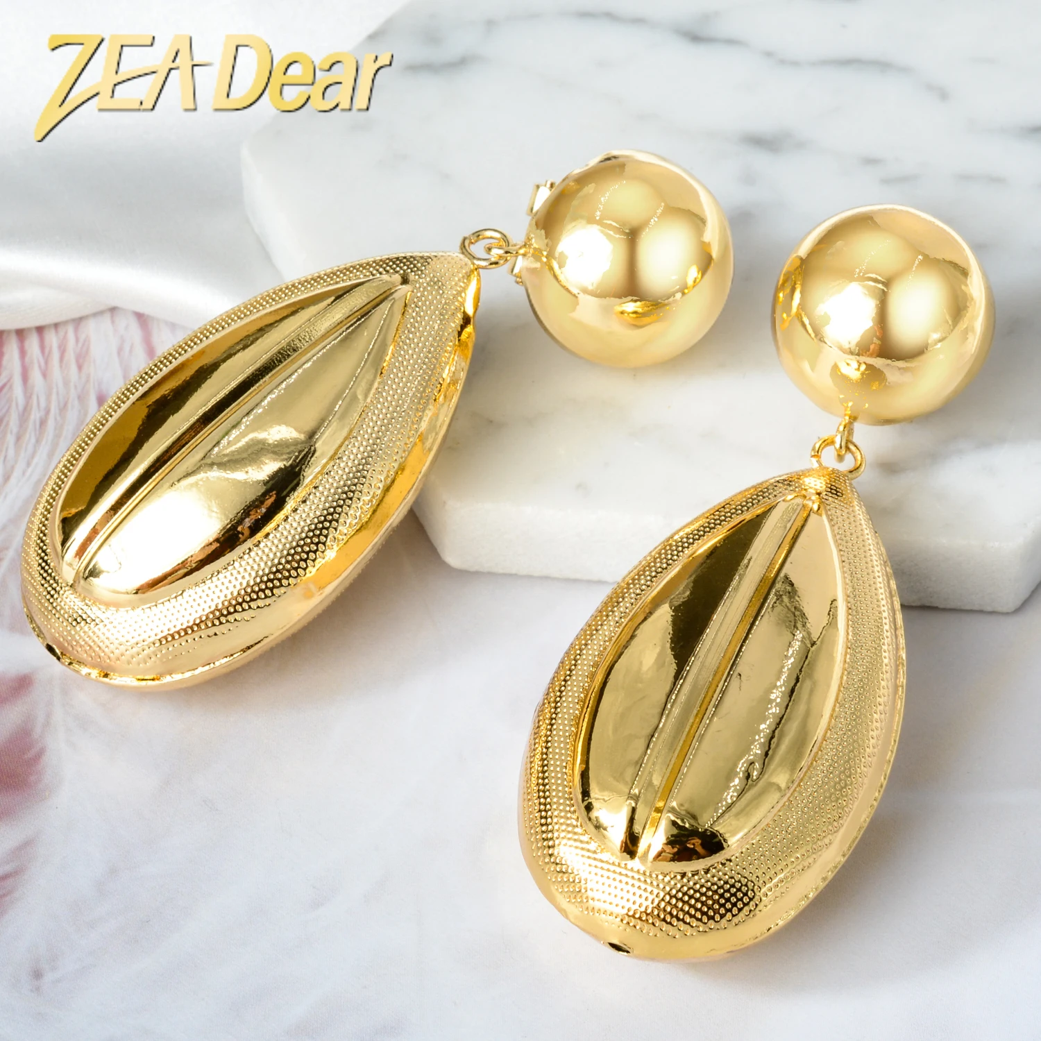 

ZEADear Jewelry African New Copper Drop Earrings Gold Plated Large Style For Women Lady High Quality Trendy Daily Wear