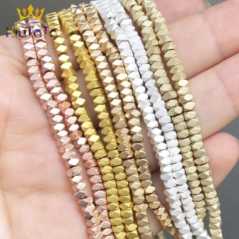 3*2mm Natural Rose Gold Silver Color Hematite Beads Dull Polish Matte Beads For Jewelry Making DIY Bracelet Accessories 15\'\'