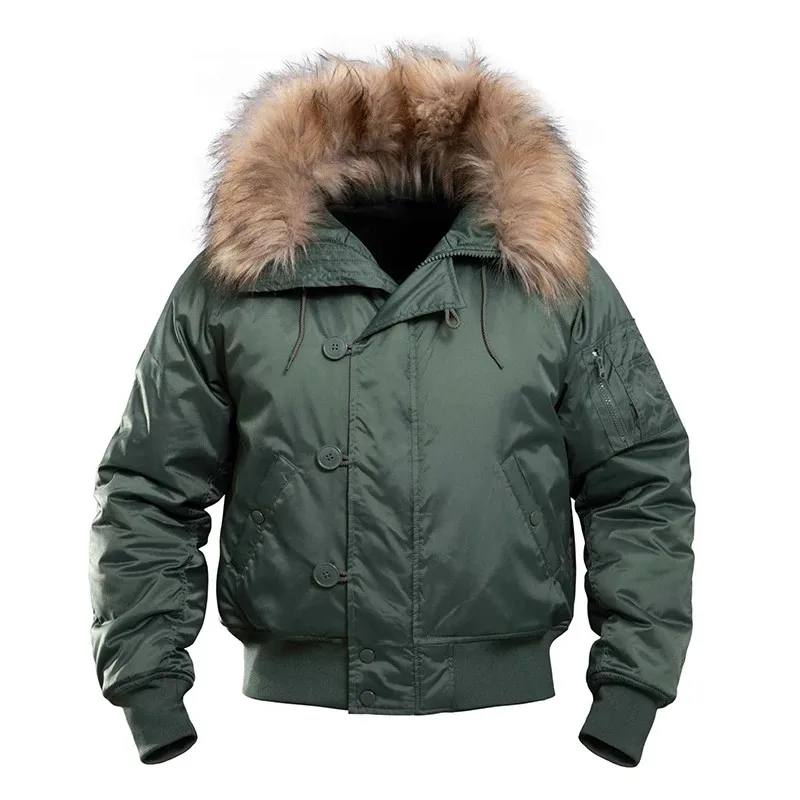 Men\'s Winter Thick Military Tactical Jacket Warm Trench Fur Collar Hooded Outwear Flight Pilot Coats Bomber Army Cotton Parka