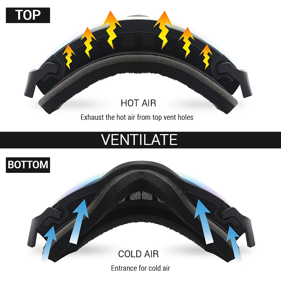 Ski Goggles,OTG Anti-Fog Snowboard Skate Snowmoblie Double Layer Spherical Lens Snow Goggles Men Women M4