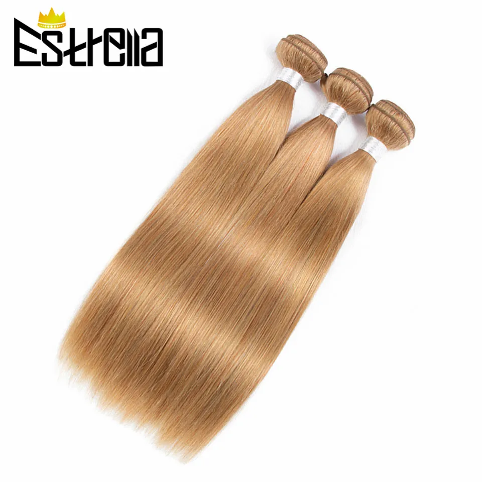 Peruvian Human Hair Weave Bundles Honey Bundles Blonde Straight Human Hair Extensions 27 Color Estrella Remy 100% Human Hair