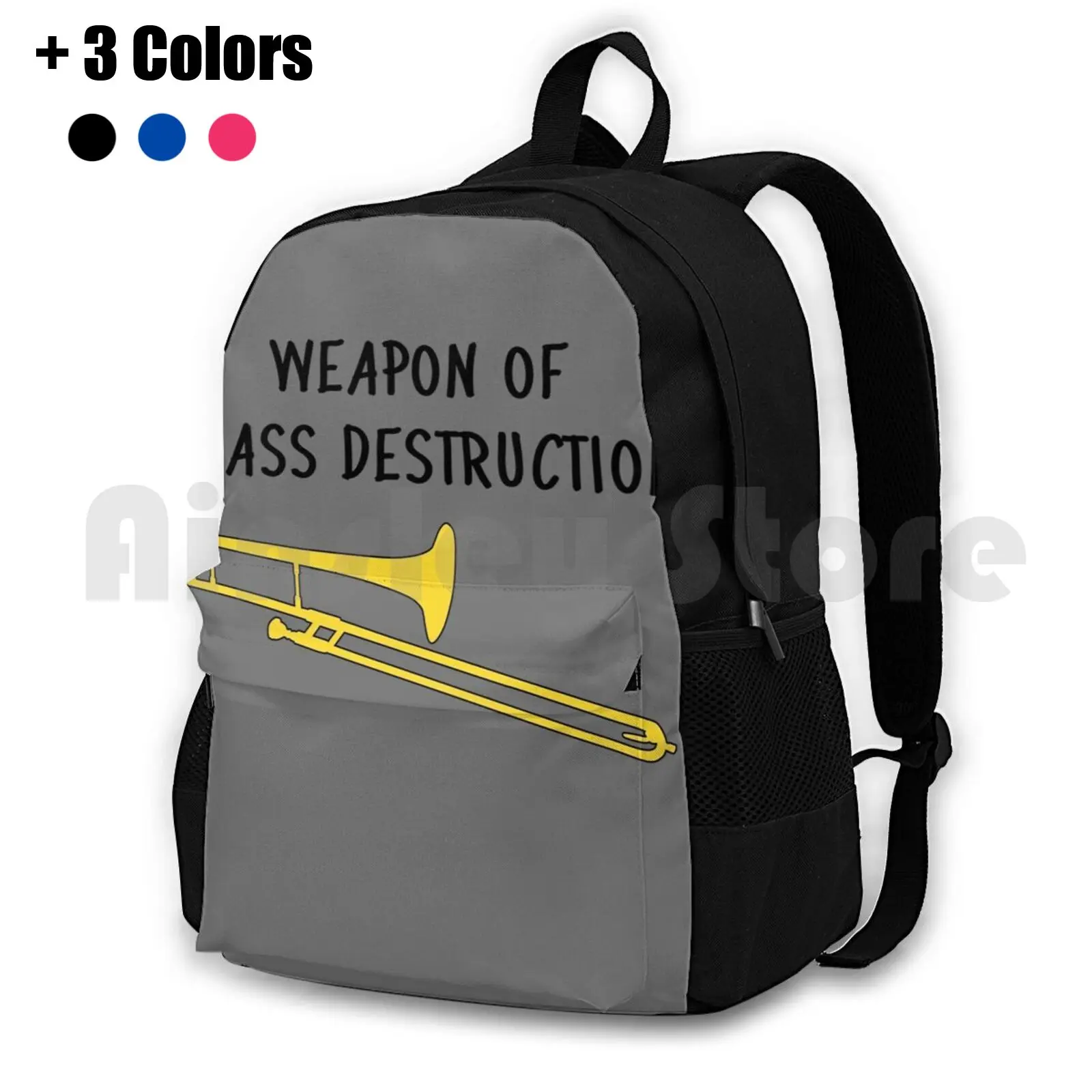 Funny Trombone Gift , Marching Band , Concert Band-Weapon Of Brass Destruction Outdoor Hiking Backpack Waterproof Camping