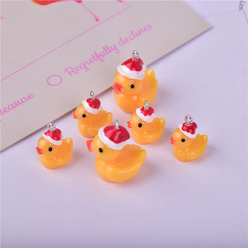 10pcs/pack Christmas Duck Charms Pendants for decoration necklace earring key chain Jewelry Making