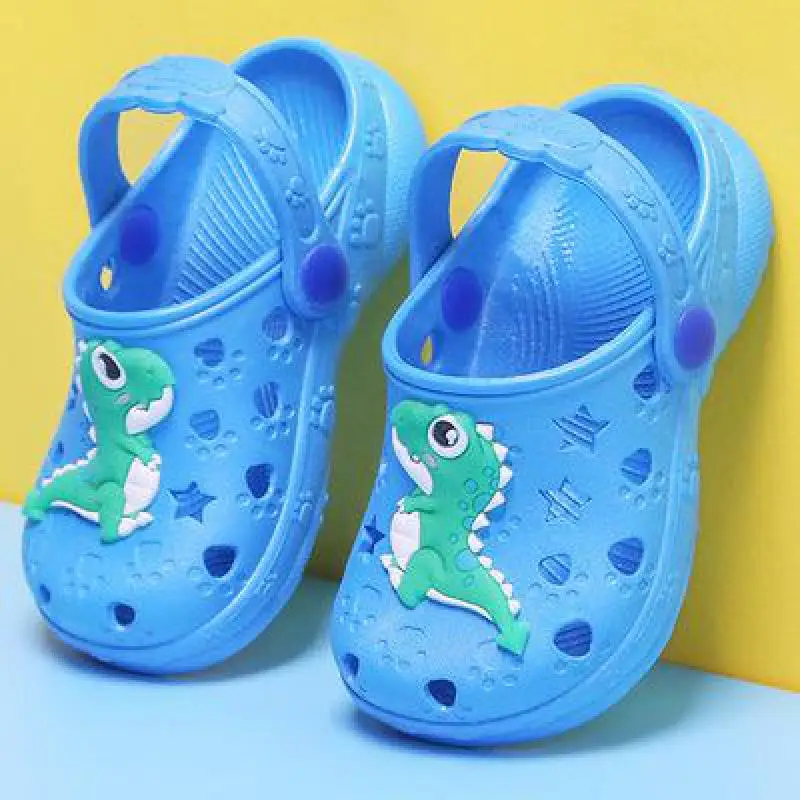 

0-7 Years Kids Mules & Clogs Summer Baby Boys Girls Sandals Flat Heels Solid Cartoon Slippers Children's Garden Shoes Y17