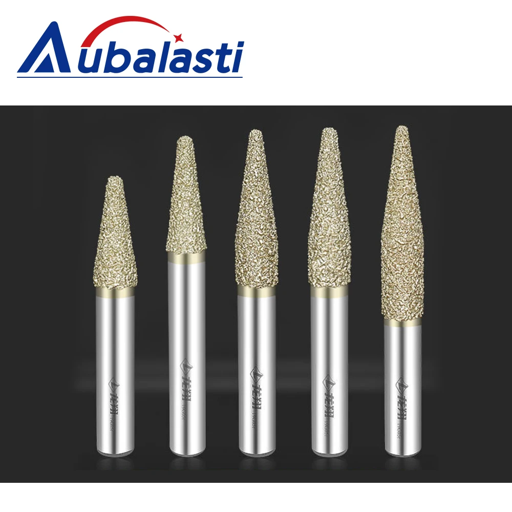 Aubalasti Melt Melting CNC Stone Carving Router Bit Stone Carving Tools Deep Relief Lettering Granite Diamond Engraving Tool