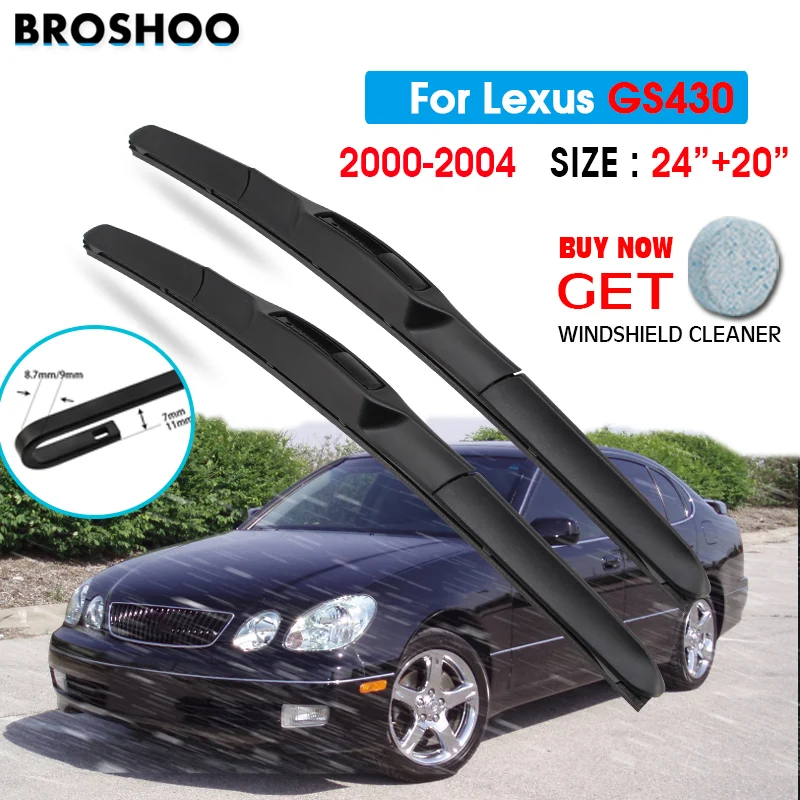 

Car Wiper Blade For Lexus GS430 24"+20" 2000-2004 Atuo Windscreen Windshield Wipers Blades Window Wash Fit U Hook Arms