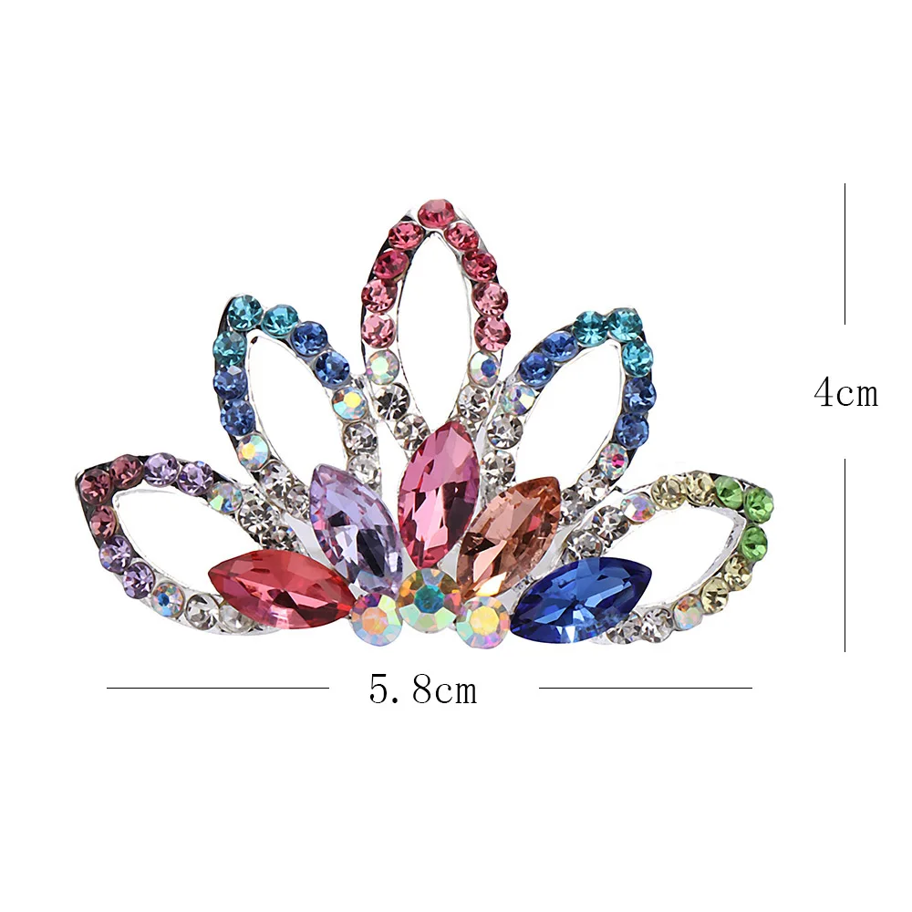 Fashion Rhinestone Princess Crown Hair Comb Mini Cute Tiaras Multicolor Headwear Girls Kids Hair Jewelry Birthday Party Gift