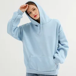 Women's Velvet Hoodies with Loose Pockets European Style Sweatshirt Female Pullovers 8 Colors S-3XL Spring Autumn New 2021