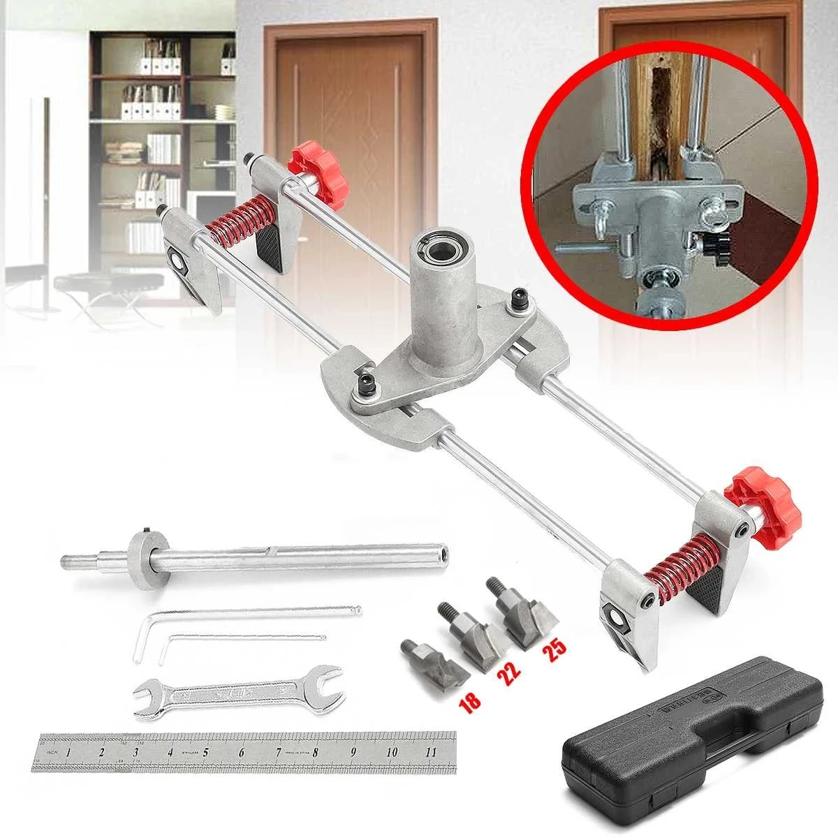 Solid Wood Door Opener Locksmith Woodworking Door Lock Mortiser Installation Mortising Jig Tool Wood Slotting Machine Keyhole