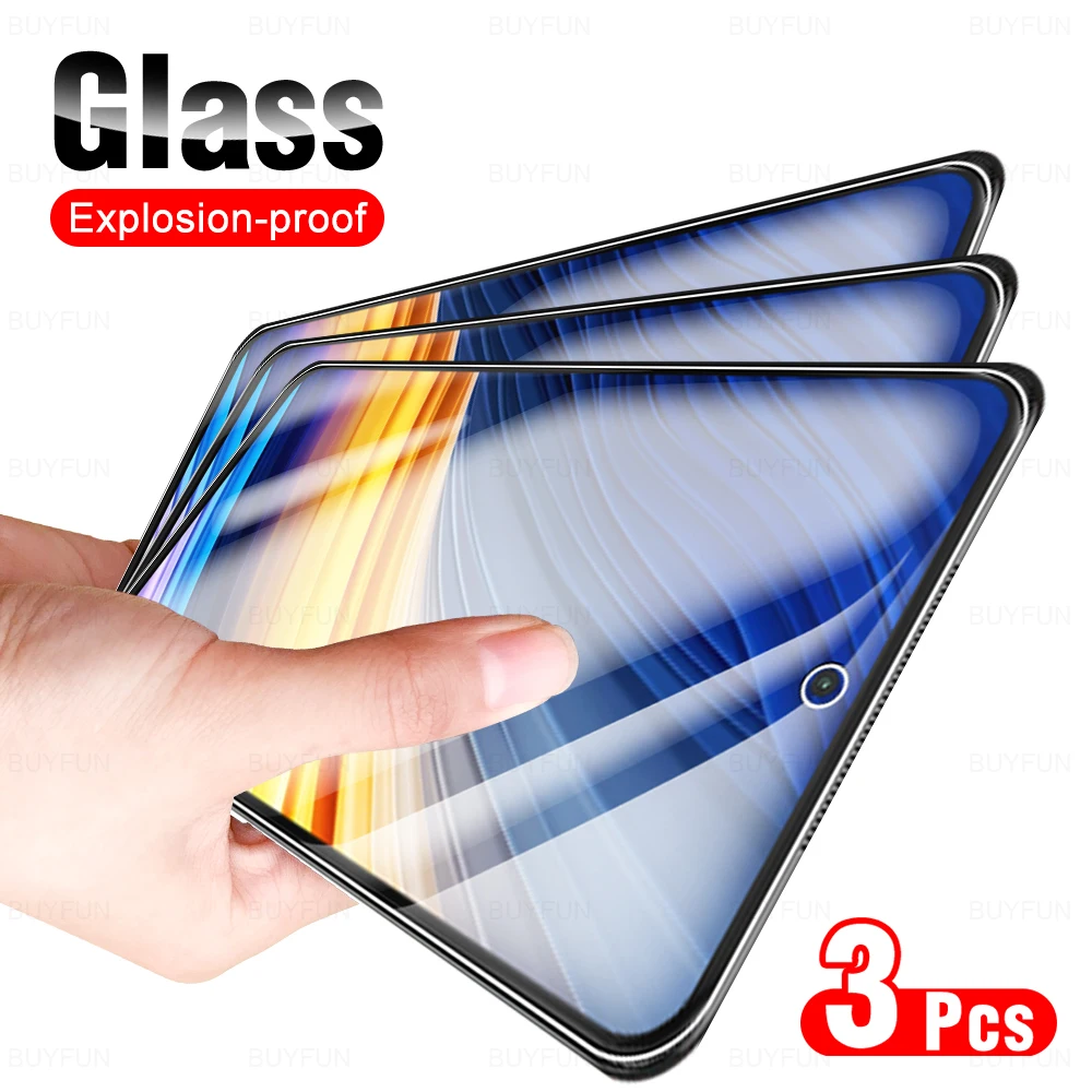 3Pcs HD Glass For Xiaomi Mi Poco X3Pro X3 NFC GT M3 M3Pro M4Pro M4 Pro X3 Pro Screen Protector Protective Film 6.67