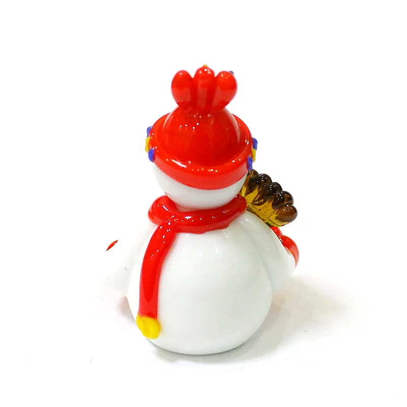 Leuke Kerst Sneeuwpop Murano Glas Ornamenten Merry Xmas Decoratie Voor Thuis Figurine Tuin Miniaturen 2022 Nieuwjaar Xmas Decor