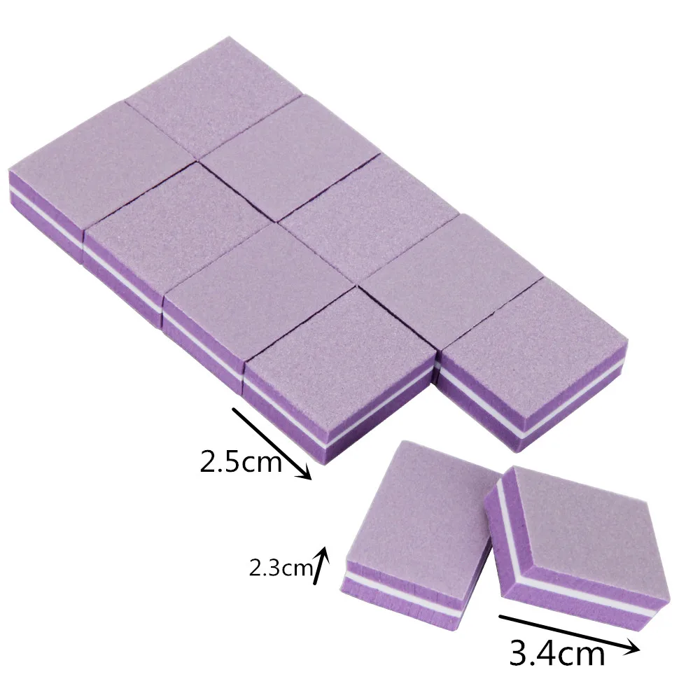 20Pcs/Lot Professional Double-side Square Sponge Nail File 100/180 Grit Purple Sanding Gel Polish Nail Art Care Manicure Tools