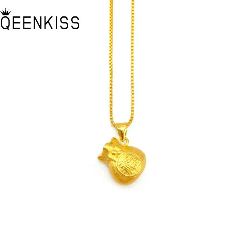 

QEENKISS Gold Vintage FU Money Bag Charm Pendant For Women Wedding Party Birthday Christmas Bride Ladies Gifts NO CHAIN PT523