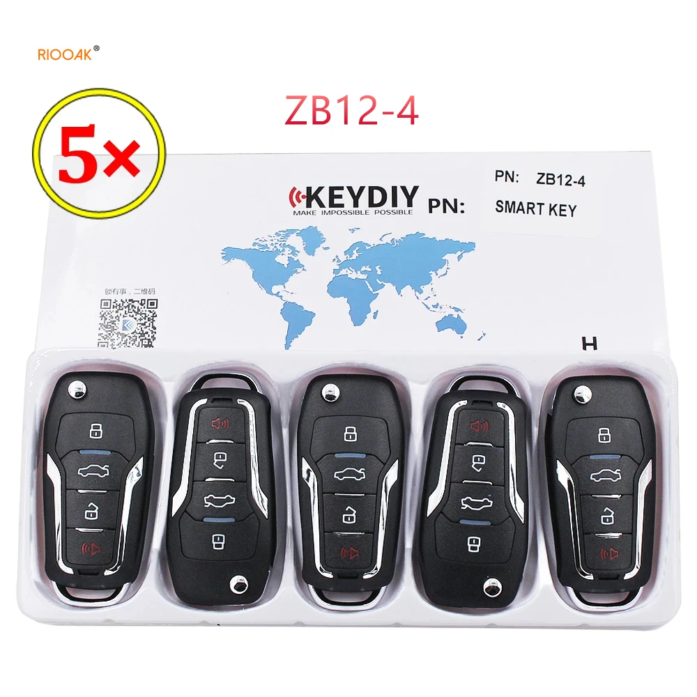 

RIOOAK 5PCS/LOT Universal KEYDIY ZB12-4 KD Smart Key Remote for KD-X2/KD200/KD900/KD MINI/URG200 key programmer ford fusion