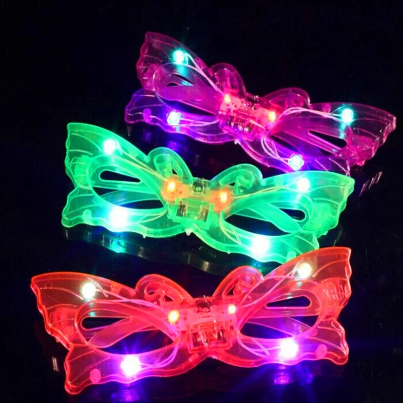 

Adult Kids Butterfly LightSunglasses Glow in Dark Neon Party Supplies Plastic LED Glasses Birthday Carnival Wedding Festival