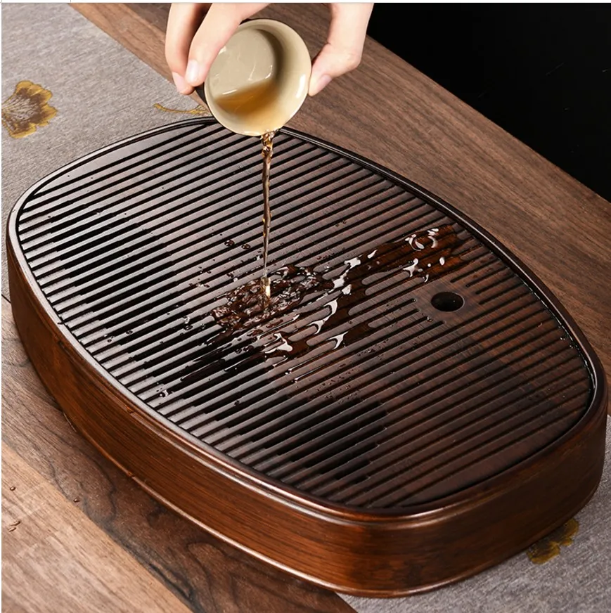 1600-3100ml Large Capacity Tea Tray Natural Bamboo Tea Set Tray Water Storage Saucer Tea Plates Tea Dish Kung-fu Pu'er Tea TRAYS