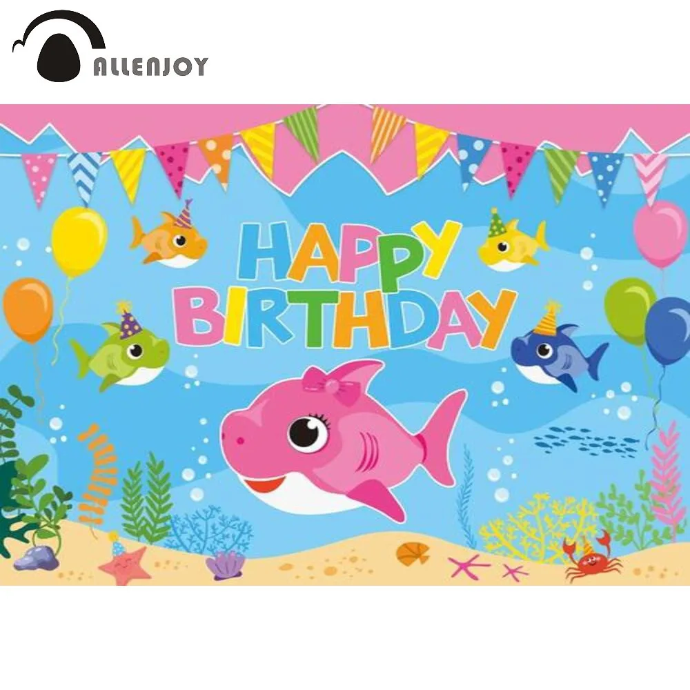 

Allenjoy Birthday Backdrop Little Shark Fish Sea Under the Water Newborn Shower Children Party Background Photocall Photobooth