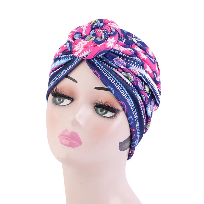 Afrikanische Druck Turban Hut für Frauen Scrunchies Knoten Headwrap Stretch Bandanas Party Headwear Damen Kopftuch Haar Zubehör – Detail 21