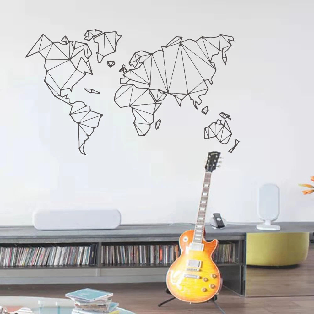 Bedroom And Living Room With World Map Decoration Wall Stickers Vinyl World Map Decoration Stickers Station Stickers