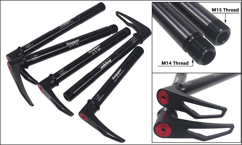HEPPE Fahrrad Steckachse Vorderradgabel Welle Spieß 15x100 15x110 MTB Rennrad Schnellspanner M15xP1,5 Gewindesteigung Fahrradteile – Detail 10