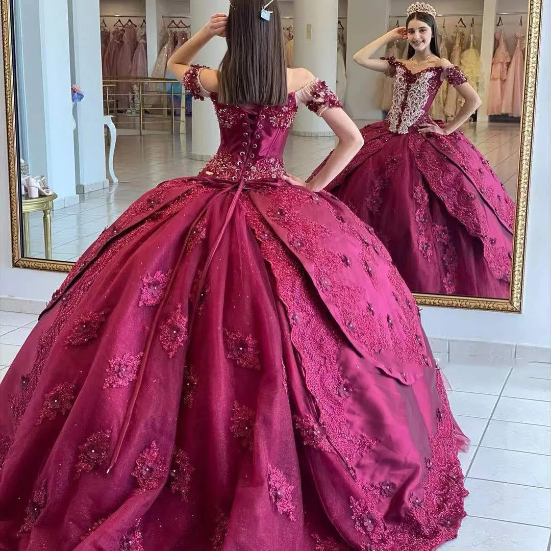 Vestidos De quinceañera De lujo, Vestidos De baile con apliques De cuentas, vestido De princesa De manga corta con forma De corazón, Vestidos De 15 Años personalizados