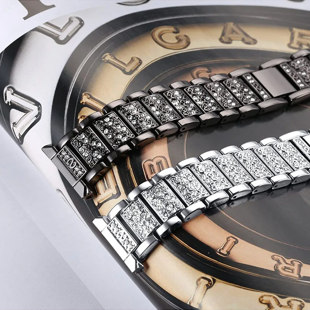 Bandas de Metal para Fitbit Versa 2/Versa Lite Edition para mujer, correa de reloj de Metal ostentosa de diamante para Fitbit Versa Gold