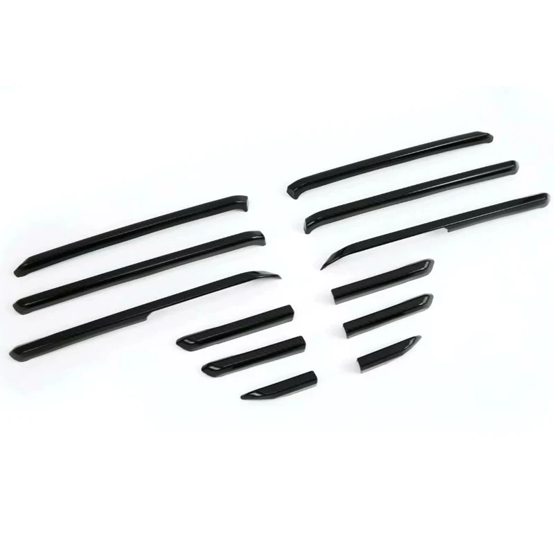 ABS Chrome Carbon Fiber Style Front Central Grille Grill Plate Strip Cover Trim 12 Pcs Fit For Mazda 3 2017 2018 Exterior Kit