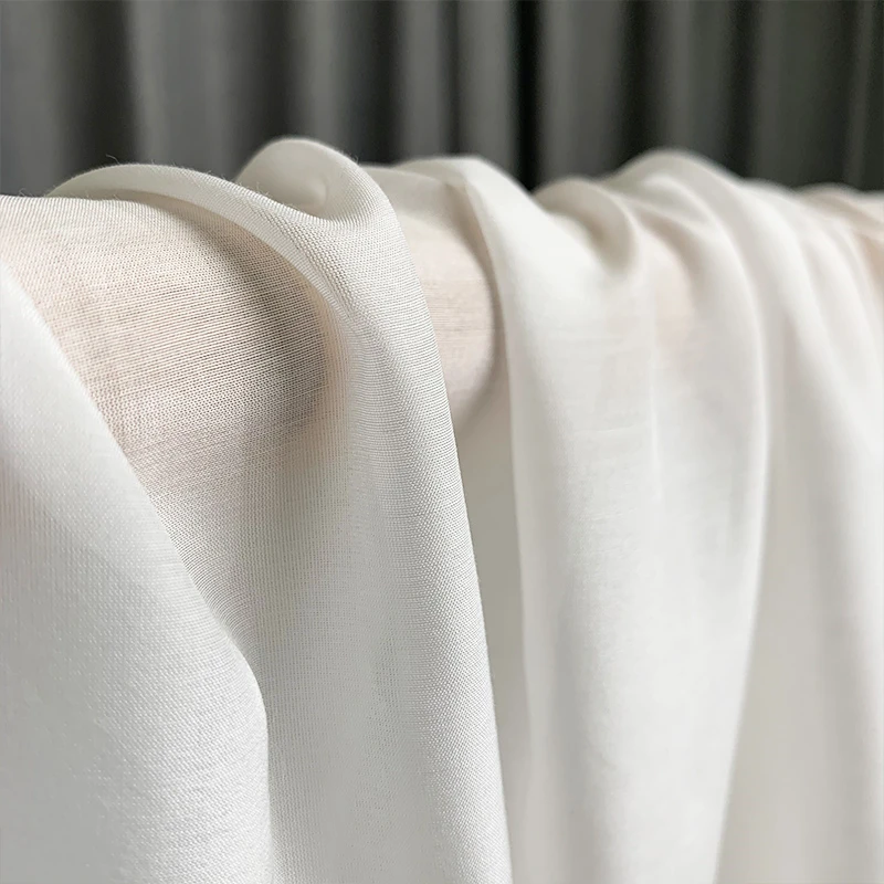 10 Meters Silk Cotton Voile Fabric 30% Mulberry Silk 70% Cotton 140 Cm  55'' Width Off White Color Small Wholesale