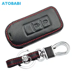 Leather Car Key Cover For Mitsubishi Eclipse Cross Pajero Sport L200 Outlander Lancer Attrage Mirage Remote Fobs Case Accessory