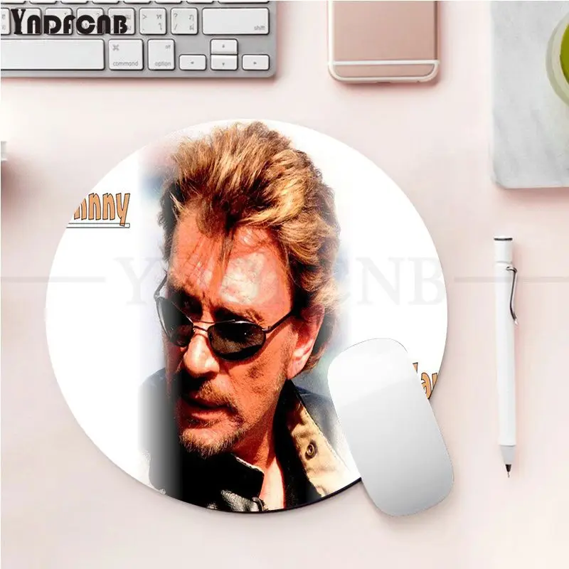 조니 Hallyday 락 음악 프랑스어 가수 노트북 컴퓨터 라운드 데스크 패드 Mousepad 안티-슬립 노트북 마우스 패드 매트 게임 Mousepad