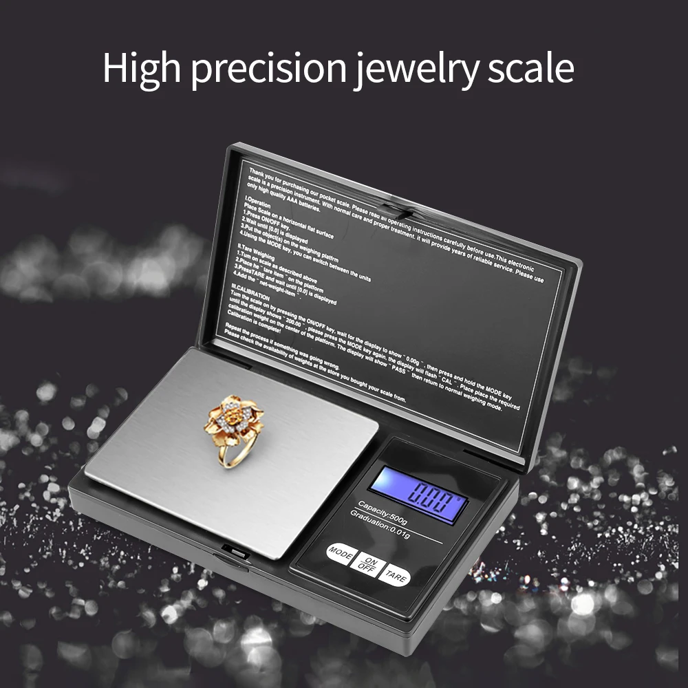 Mini Digital Scale 500g 0.01 High Precision Electric Pocket Scale For Jewelry Gold Gram Weight Kitchen weight Scale