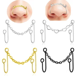 Nose Chains For Double Fake Nose Clips Piercing Heart shaped Nostril None Pierced Faux Nose Cuff Nose Ring Jewelry