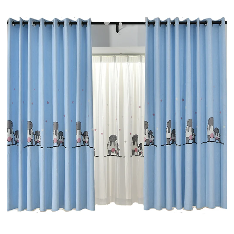 Custom short curtain short curtain living room cartoon window short blackout finished product