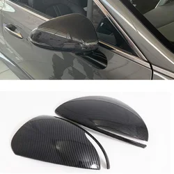 For Hyundai Sonata DN8 2020 2021 ABS Chromed Carbon Fiber Side Door Rearview Mirror Cover Trims Car Accessories Styling