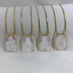 Religious Belief Mother Of Pearl Shell Jesus Virgin Mary Guadalupe Pendant Necklace For Women Jewelry
