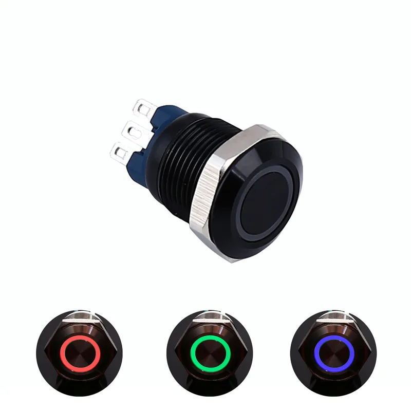 ELEWIND 12mm metal push button switch Tri-color RGB led color IP67 waterproof (PM121F-10E/J/RGB/12V/S)