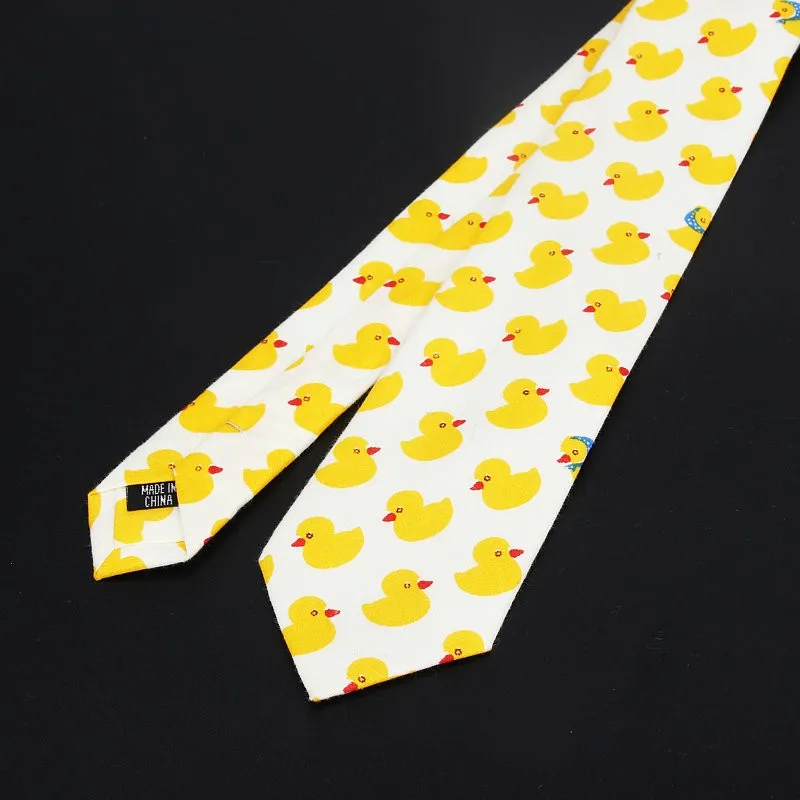 Cotton Men\'s Colourful Tie Duck Dog Fruit Flower Ties Narrow Kids Children Necktie Slim Skinny Cravate Narrow Thick Neckties