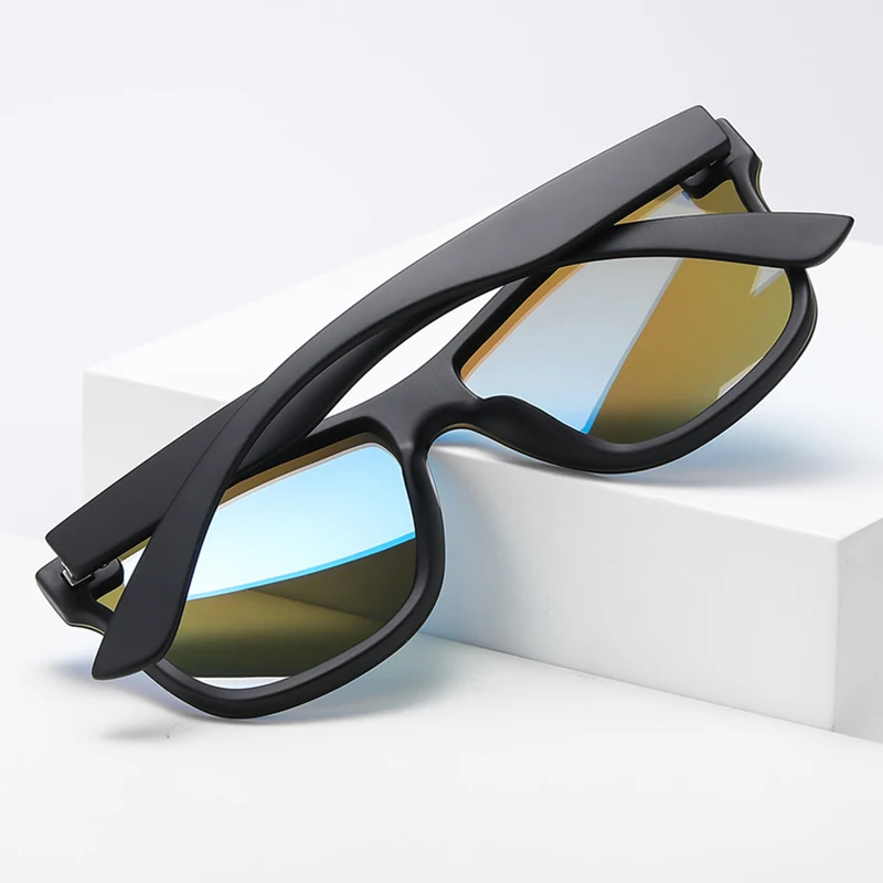 Luxus Quadratische Polarisierte Sonnenbrille Männer Frauen Mode einteilige Sonnenbrille Unisex Vintage Spiegel Blau Fahren Reisen Shades – Detail 2