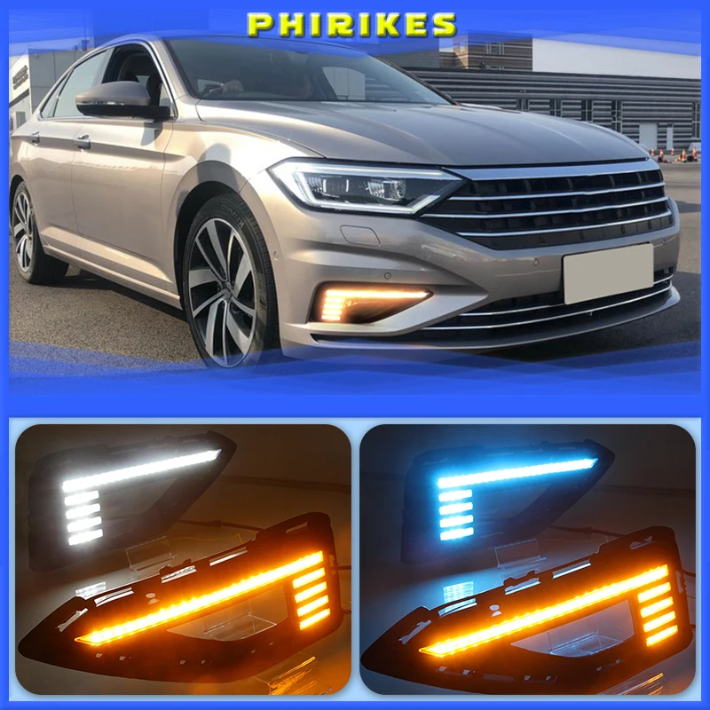 

For Volkswagen Jetta Sagitar 2019 2020 Dynamic Yellow Turn Signal Relay Waterproof 12V Car DRL Lamp LED Daytime Running Light