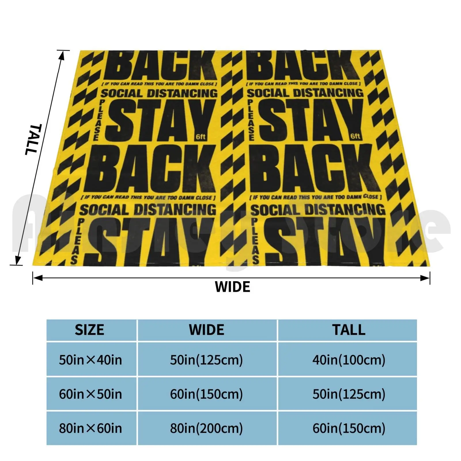 Stay Back 6 Feet | Available In Blanket For Sofa Bed Travel Typography Zerobriant Social Distancing