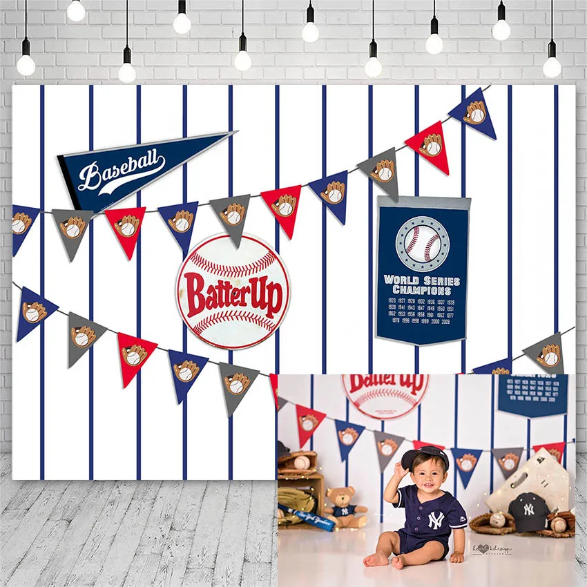 Avezano Baby Shower Happy Birthday Party Photography Backdrops Baseball Batter Up Banner Boy Background Photo Studio Photophone