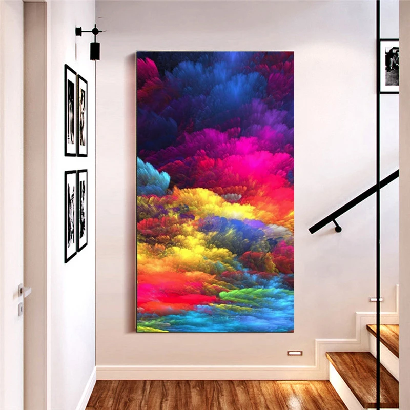 5D Diy Diamond Painting Abstract Art Colorful Clouds Cross Stitch Full Square Round Diamond Emeroidery Mosaic Home DecorZP-3001