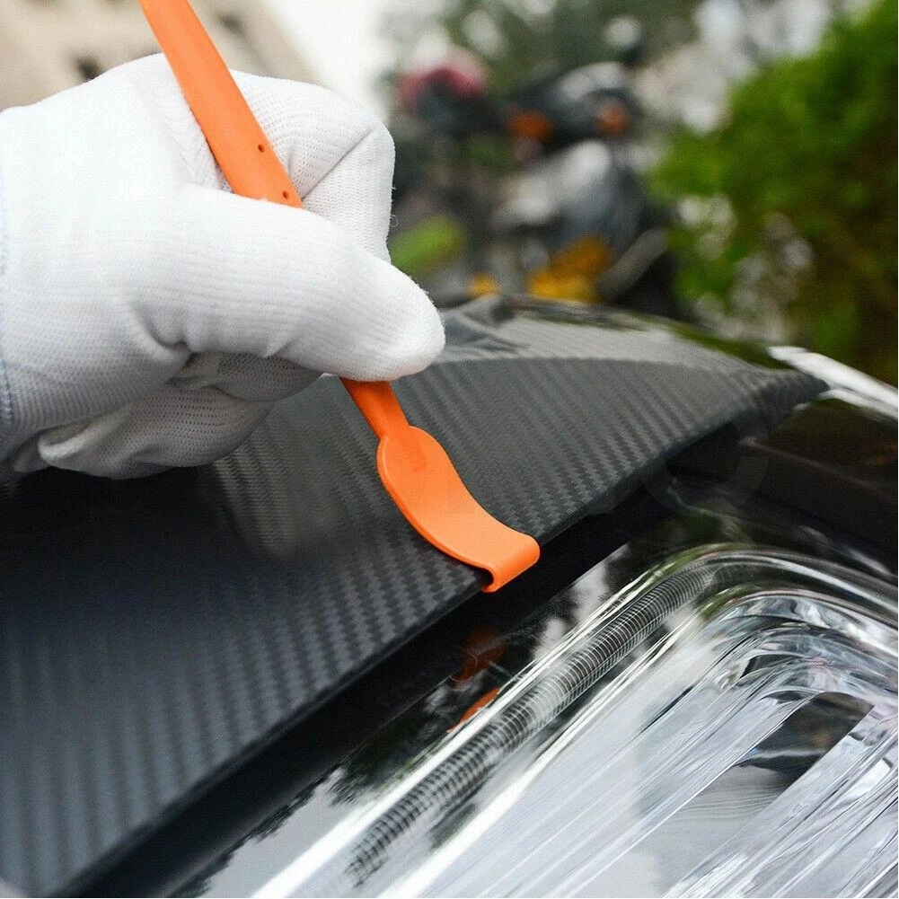 7PCS Car Wrap Vinyl Magnetic Squeegee Scraper Kit Carbon Tool Film Car Tint Micro Wrapping Window Stick Set Fiber Sticker Q2N0