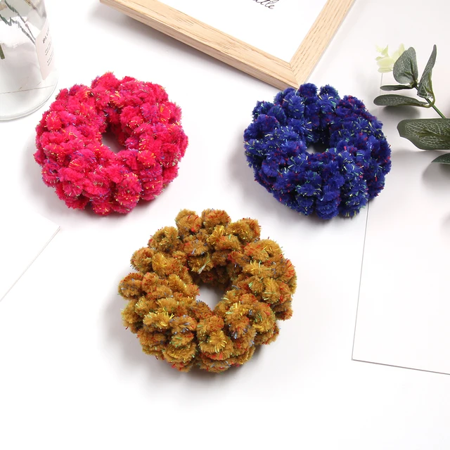 Furling Girl 1PC muzułmańskie kobiety moda Scrunchies elastyczne opaski do włosów Knitting wełniane akcesoria do włosów uchwyt na kucyk