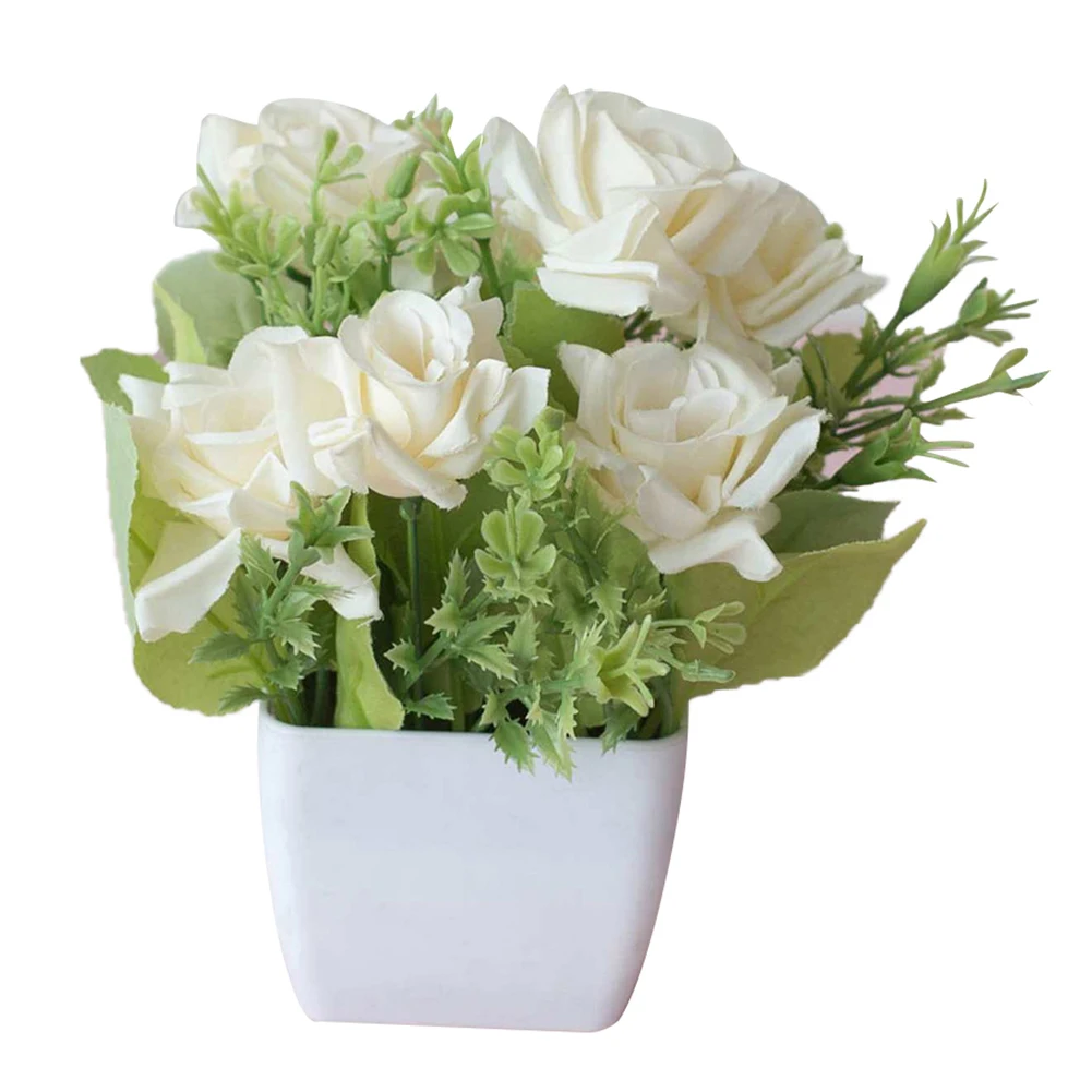 Hot Sales Beautiful Artificial Flower Pot Bonsai Stage Bridal Office Desk Love Hotel Wedding Arrangement Home Party Decor