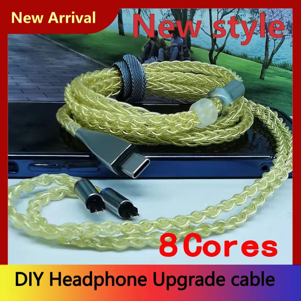 

DIY 8 Cores Earphone Cable 5N Single Crystal Silver Plated Gold MMCX/0.78 2Pin 3.5/2.5/4.4 Golden Balance Headphone Cable Custom