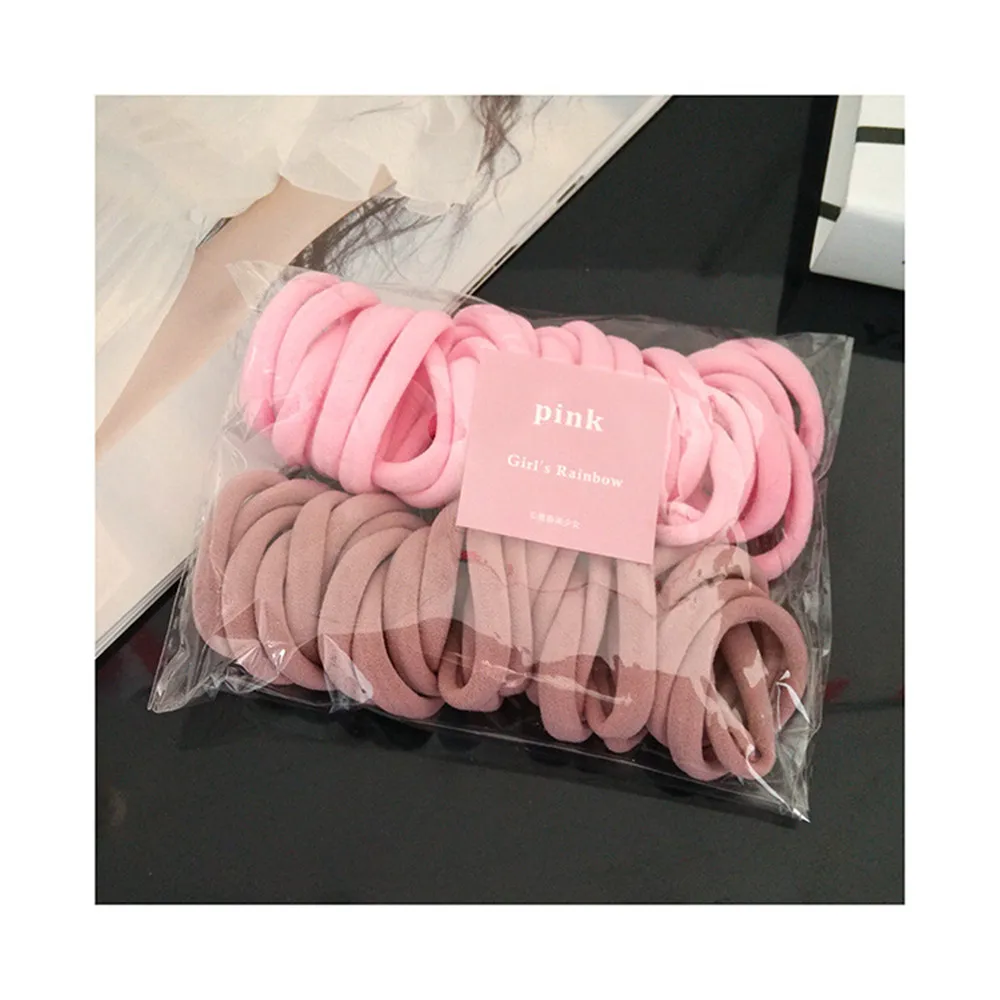 50Pcs New Fashion Women Solid Color Stretch Elastic Hair Bands Simple Plain Rope Bands Protect The Hair 6 Colors