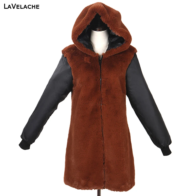 Winter Women Long Parka Faux Rabbit Fur Liner Oversized Coat Match Parka in Store